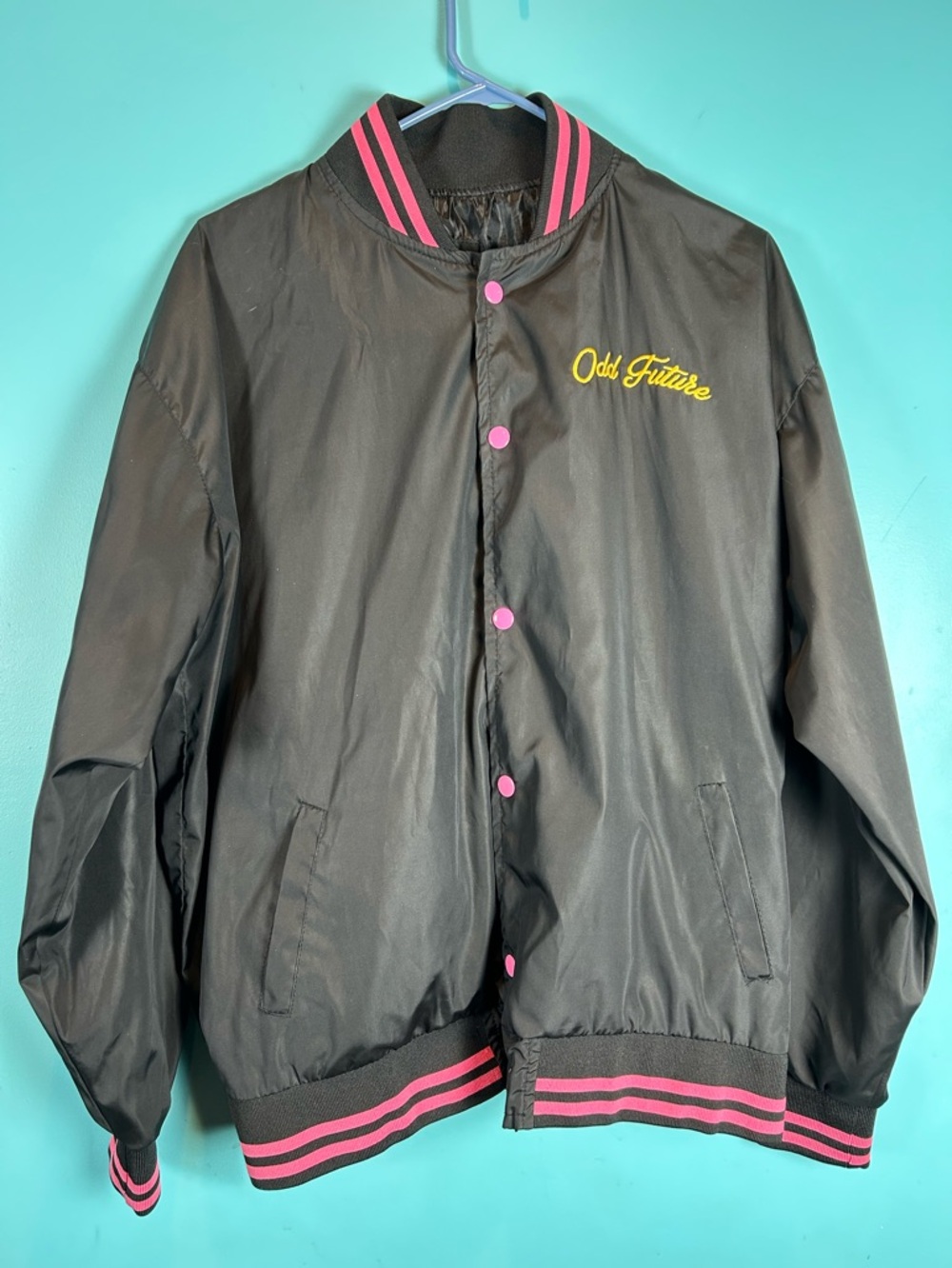 OFWGKTA Odd Future Black and Pink Baseball Jacket